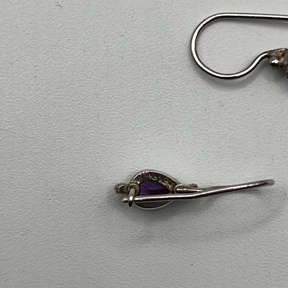 AMETHYST AND STERLING SILVER EARRINGS .75” LONG - Picture 6 of 6